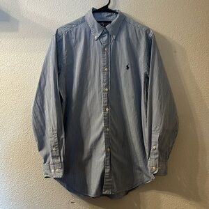 Ralph Lauren blue striped button down dress shirt size 15 1/2  32/33